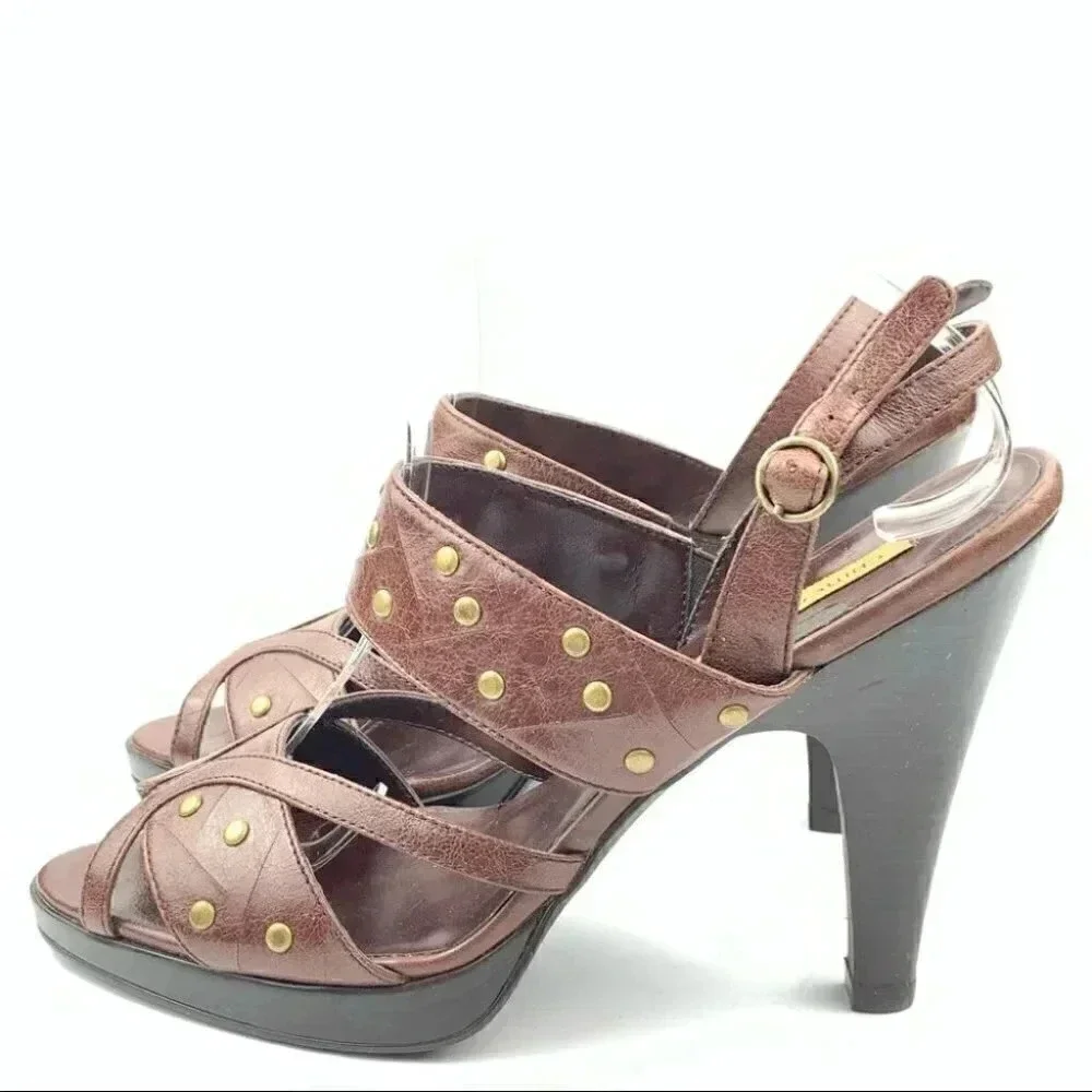 Chinese laundry Suzana platform heels 8.5 brown studded strappy vintage Y2k